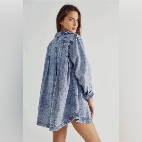 Free People Charlie Denim Button Down Shirt - Picture 5 of 9